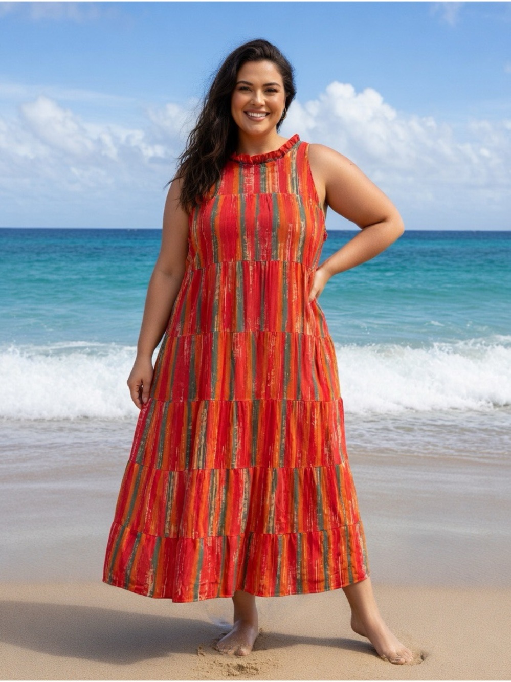 Jess Lea Fully Lined Vibrant Boho Multicolor Sleeveless Dress – 3XL, Like New